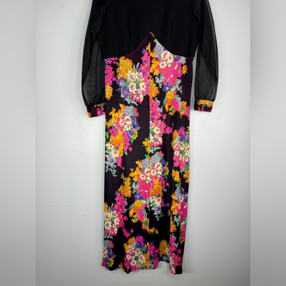 Vintage Montgomery Ward Maxi Dress Sz 8 Floral Conservative - Picture 3 of 8